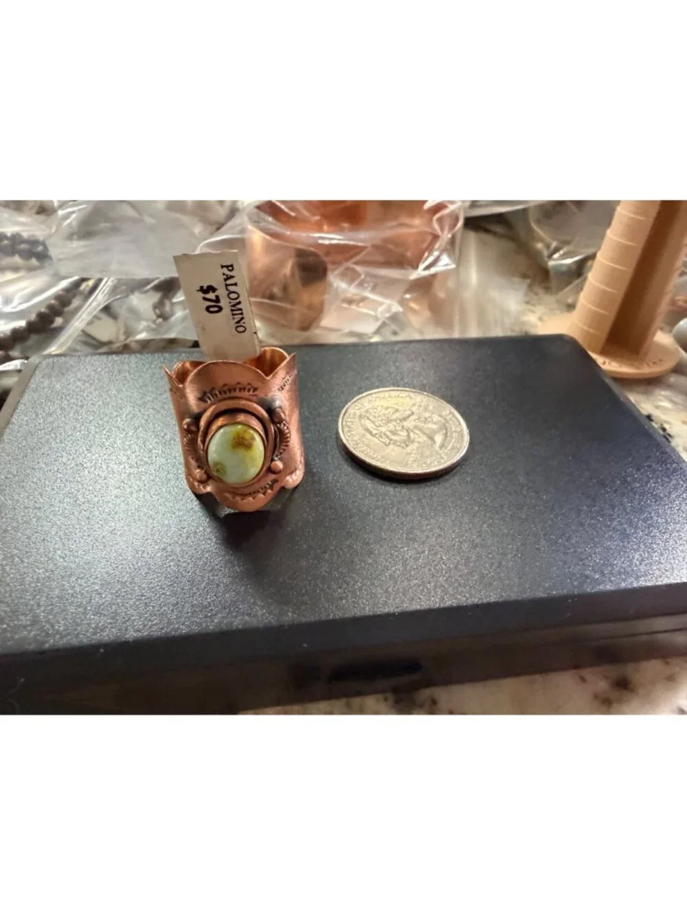 Artisan handcrafted Palomino Copper Ring Cigar band Rustic Boho chic Sz 8 7.05g